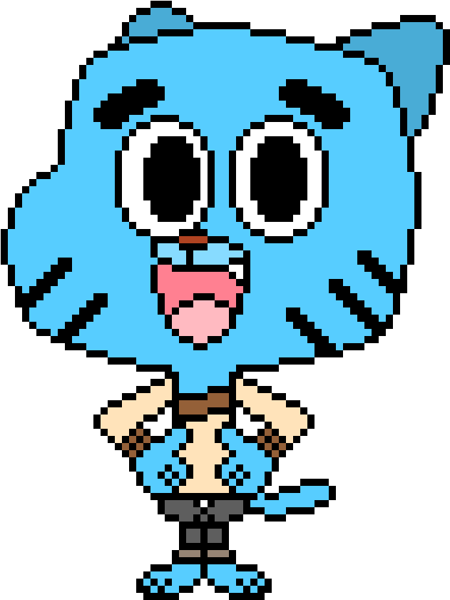 Pixelated Gumball Watterson PNG Image