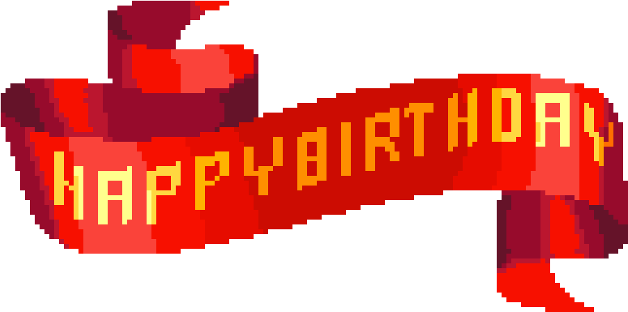 Pixelated Happy Birthday Banner PNG Image