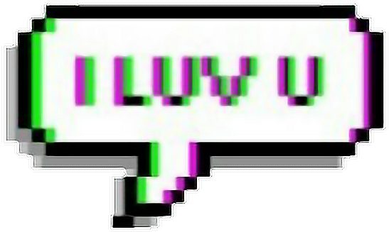 Pixelated I Love You Speech Bubble PNG Image