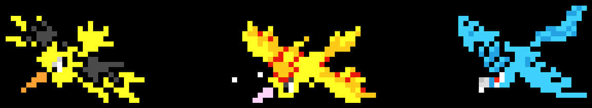 Pixelated Legendary Birds Trio PNG Image