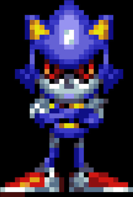 Pixelated Metal Sonic Standing PNG Image