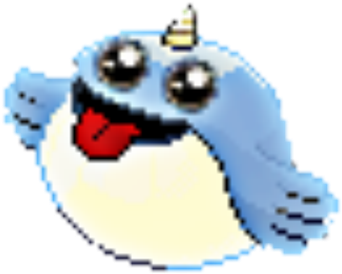 Pixelated Narwhal Cartoon Character PNG Image