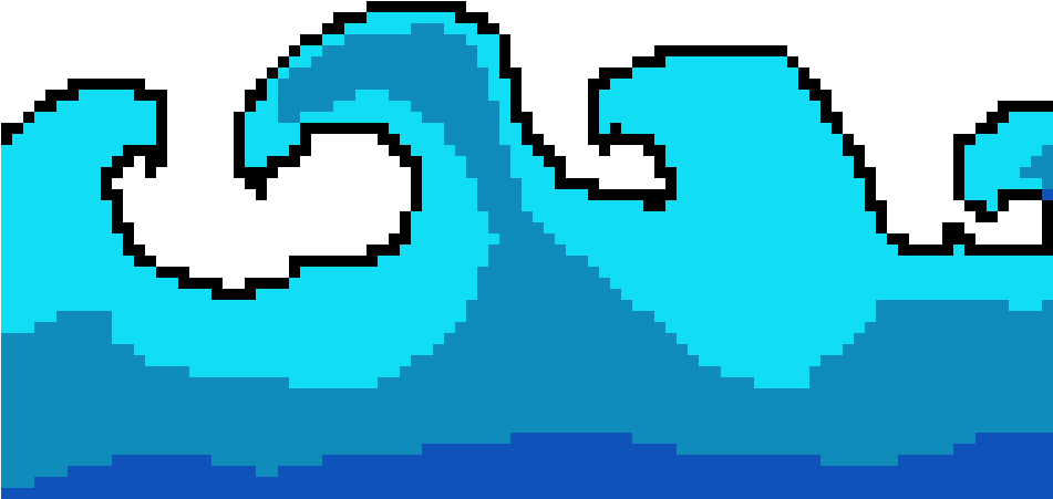 Pixelated Ocean Waves PNG Image