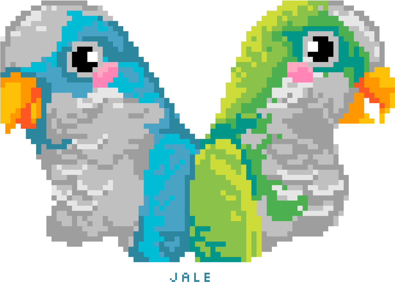 Pixelated Parrot Pals PNG Image