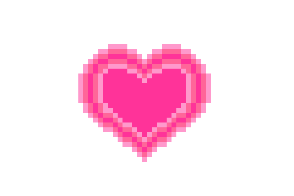 Pixelated Pink Hearton Grid Background PNG Image