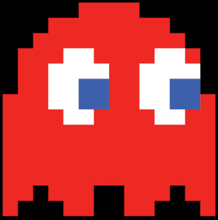 Pixelated Red Ghost Pacman PNG Image