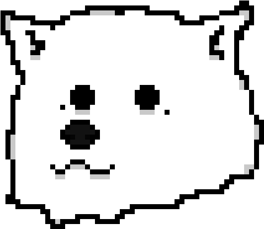 Pixelated Samoyed Dog Face PNG Image