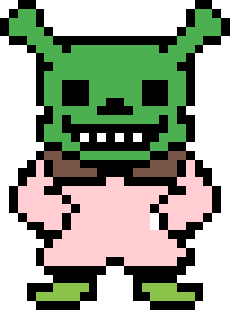 Pixelated Shrek Character Art PNG Image