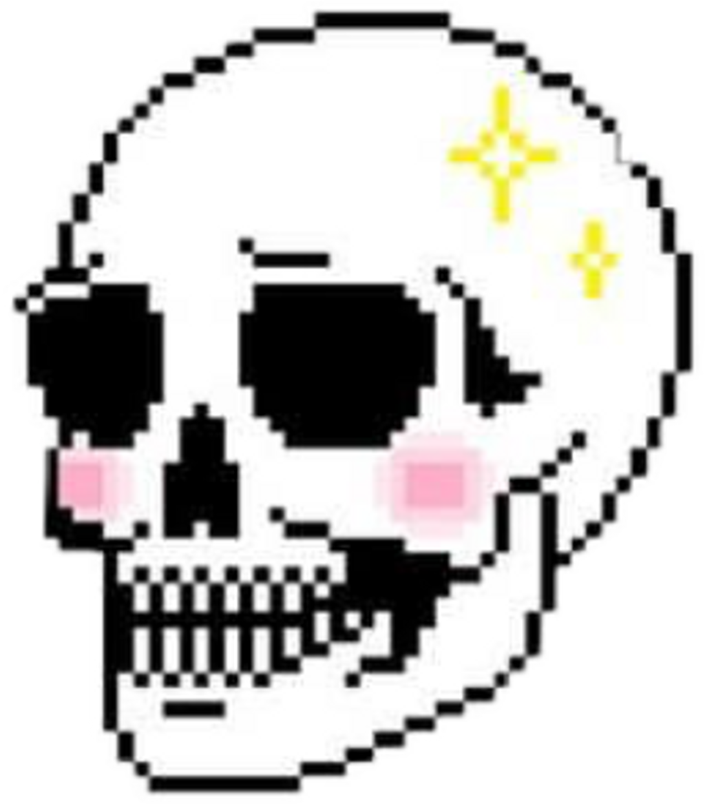 Pixelated Skullwith Pink Cheeks PNG Image