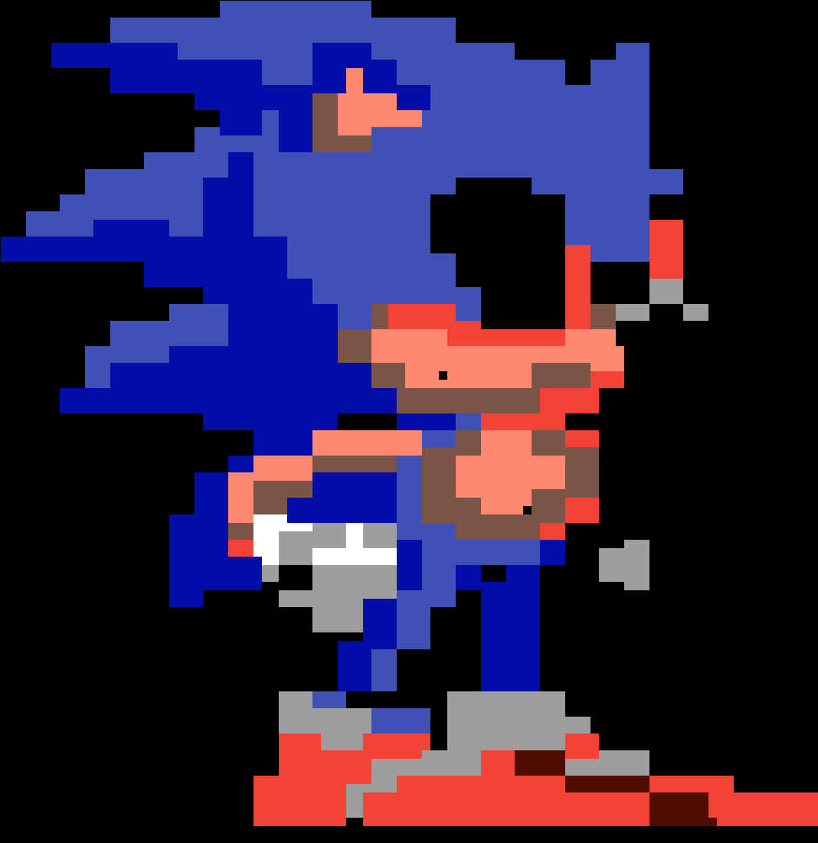 Pixelated Sonic Character PNG Image