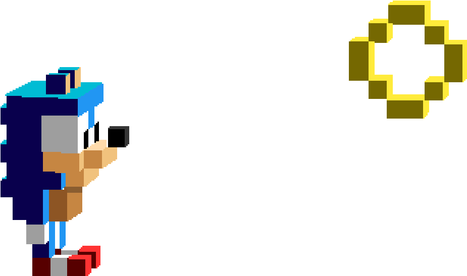 Pixelated Sonicand Golden Ring PNG Image