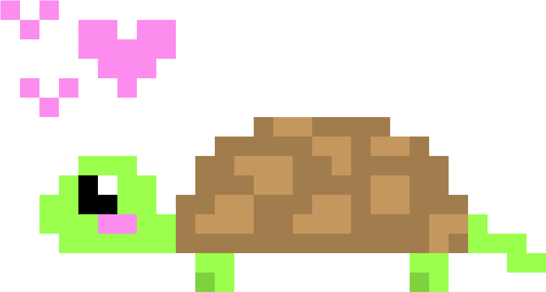 Pixelated Turtlewith Hearts PNG Image