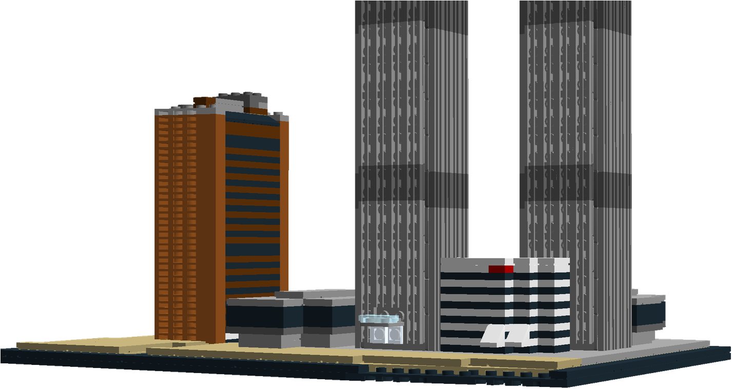 Pixelated Twin Towers Rendering PNG Image