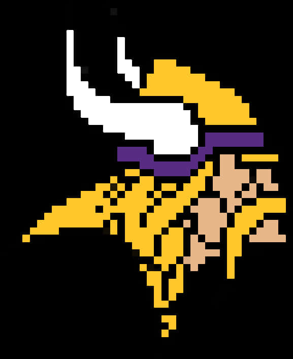 Pixelated Vikings Helmet Logo PNG Image