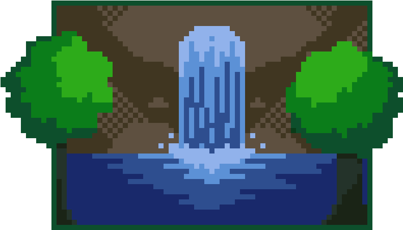 Pixelated Waterfall Scenery PNG Image