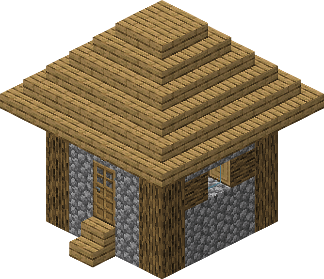 Pixelated Wooden House Isometric View PNG Image