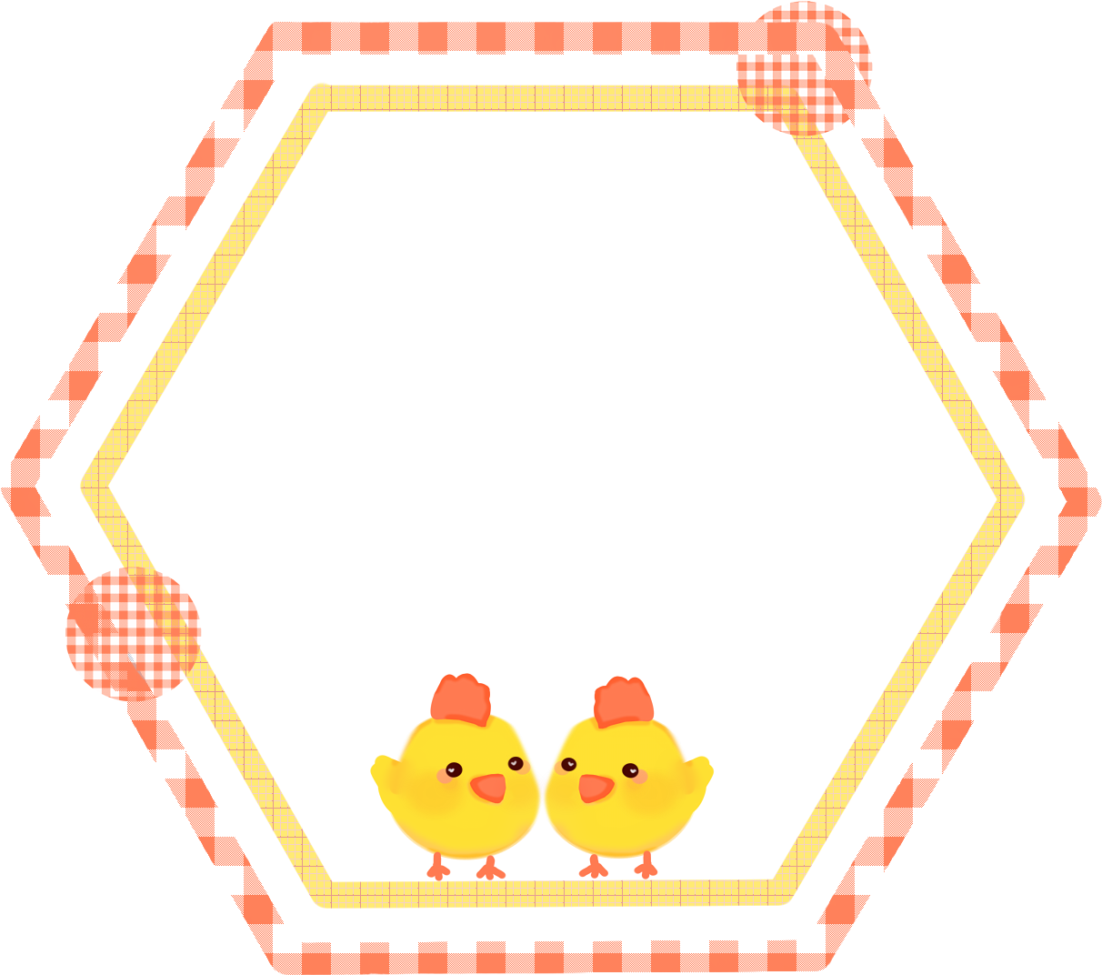 Plaid Border Chicks Graphic PNG Image