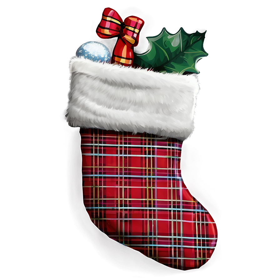 Plaid Christmas Stocking Png Xko40 PNG Image