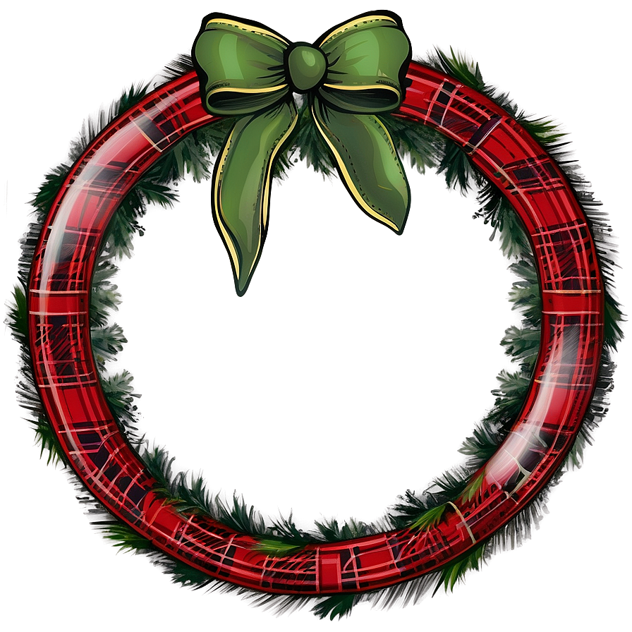 Plaid Christmas Wreath Png Ybh PNG Image