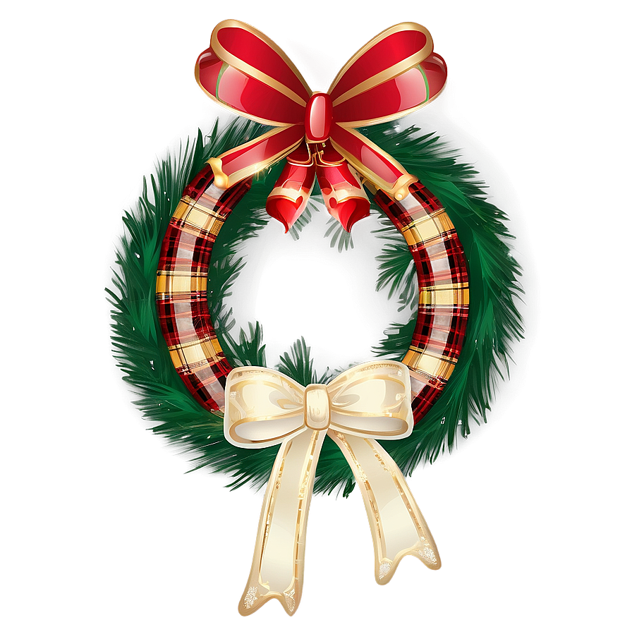 Plaid Christmas Wreath Png Yrv PNG Image