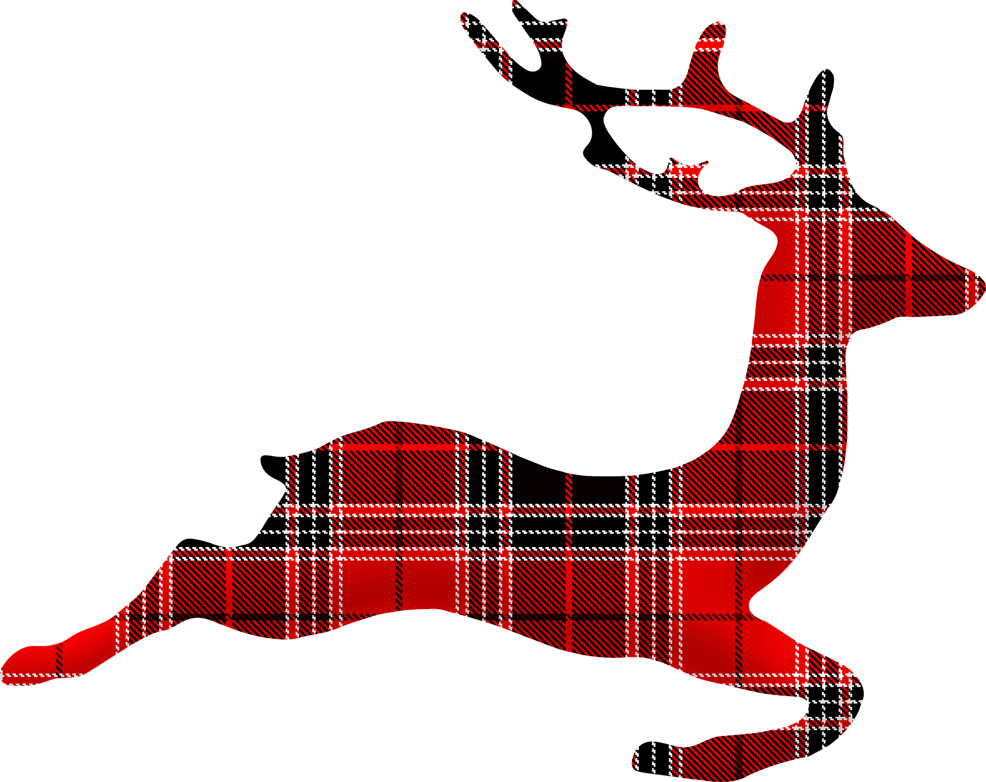 Plaid Pattern Reindeer Silhouette PNG Image