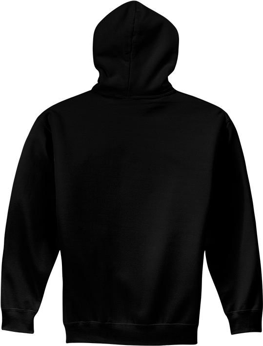 Plain Black Hoodie Back View PNG Image