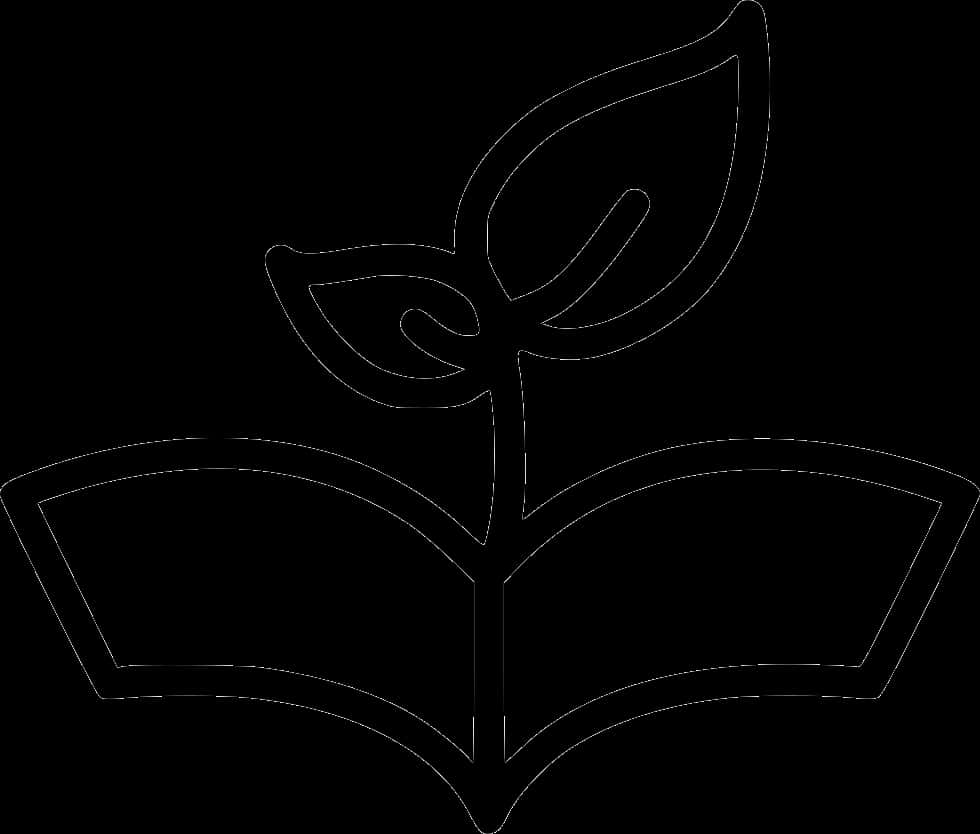 Plant Growing From Book Line Art PNG Image