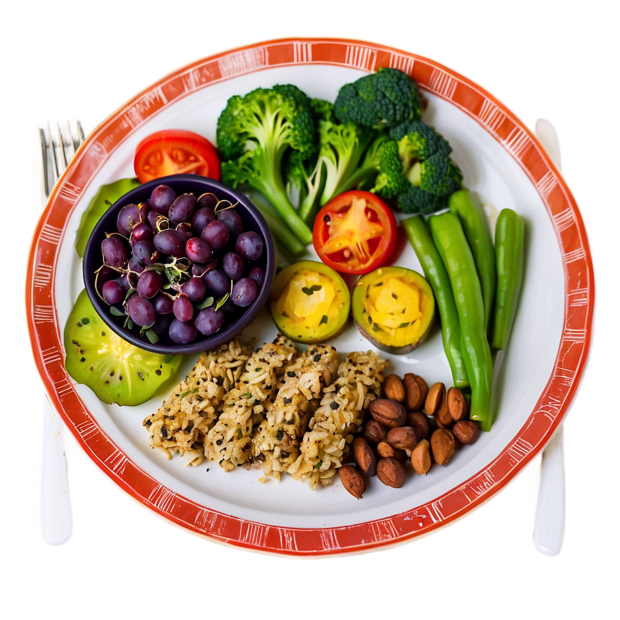 Plate Of Vegan Food Png Fnx50 PNG Image