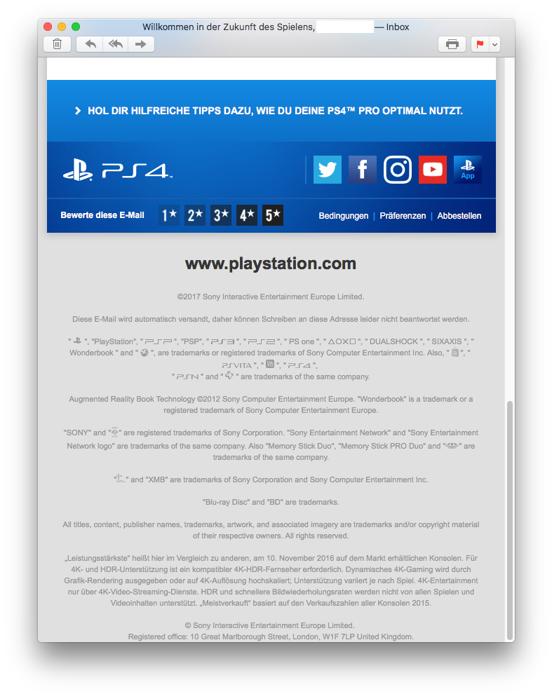 Play Station Email Screenshot German PNG Image