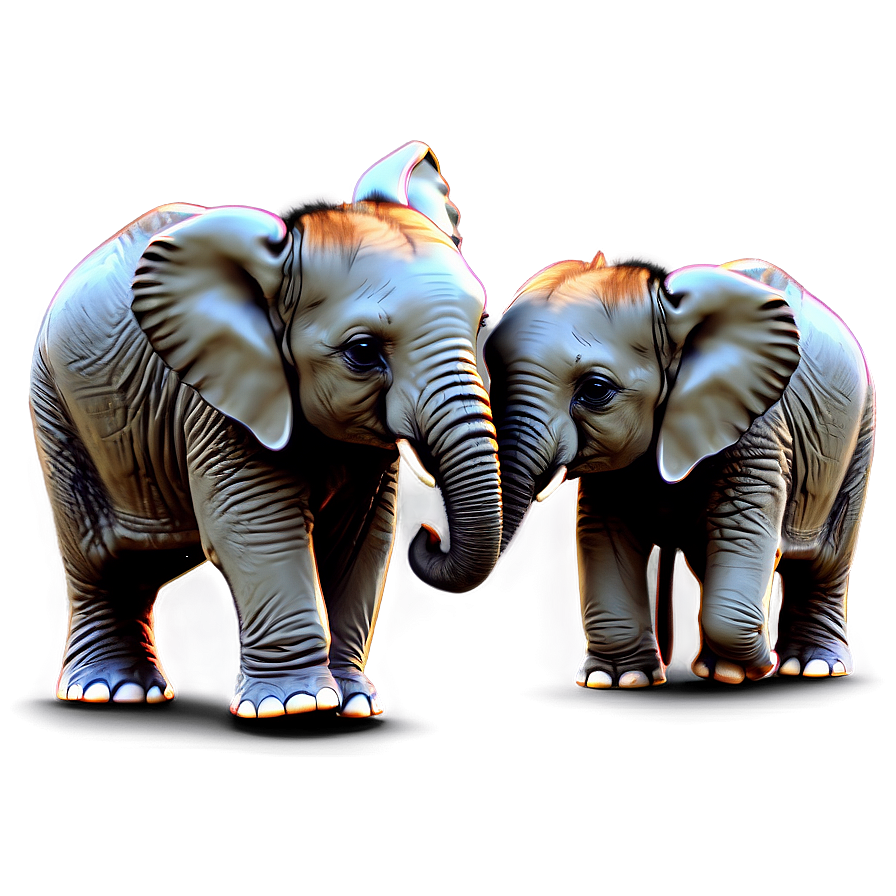 Playful Baby Elephant Art Png 06122024 PNG Image