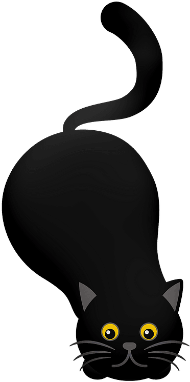 Playful Black Cat Cartoon PNG Image