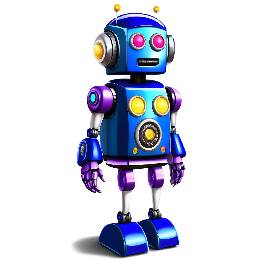 Playful Cute Robot Scene Png Qbs29 PNG Image