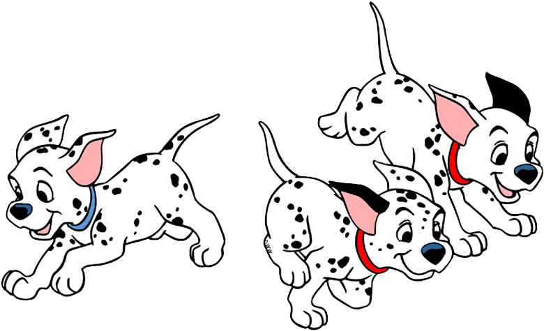 Playful Dalmatian Puppies Cartoon PNG Image