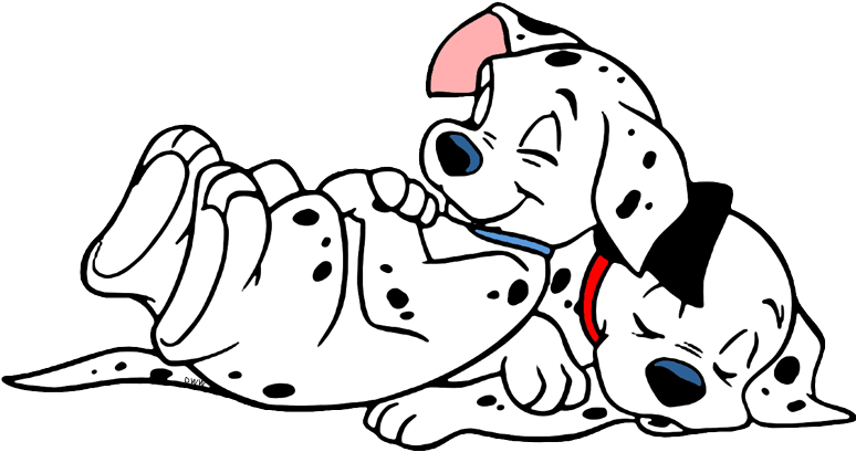 Playful Dalmatian Puppies Cartoon PNG Image