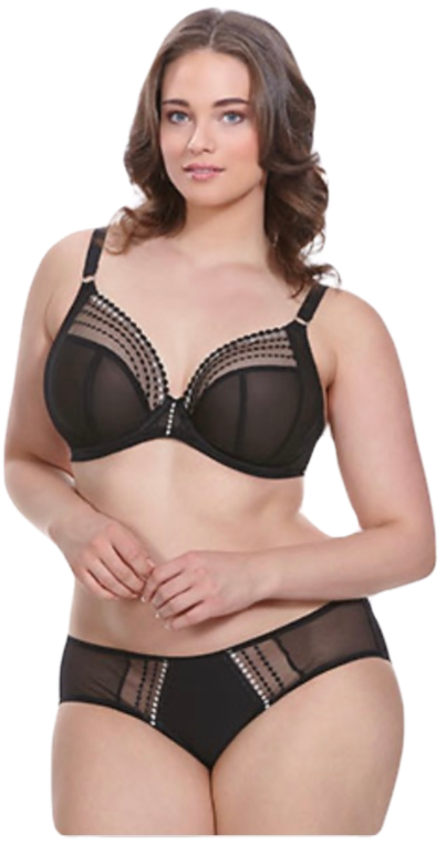 Plus Size Black Lingerie Model PNG Image