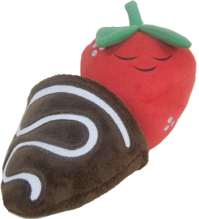 Plush Chocolate Covered Strawberry Smiling PNG Image