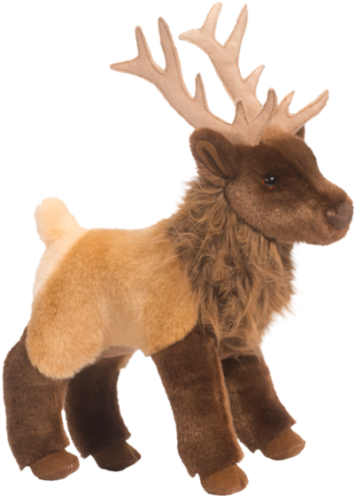 Plush Elk Toy Standing PNG Image