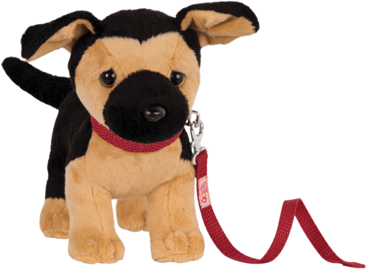 Plush German Shepherd Puppy With Leash PNG Image