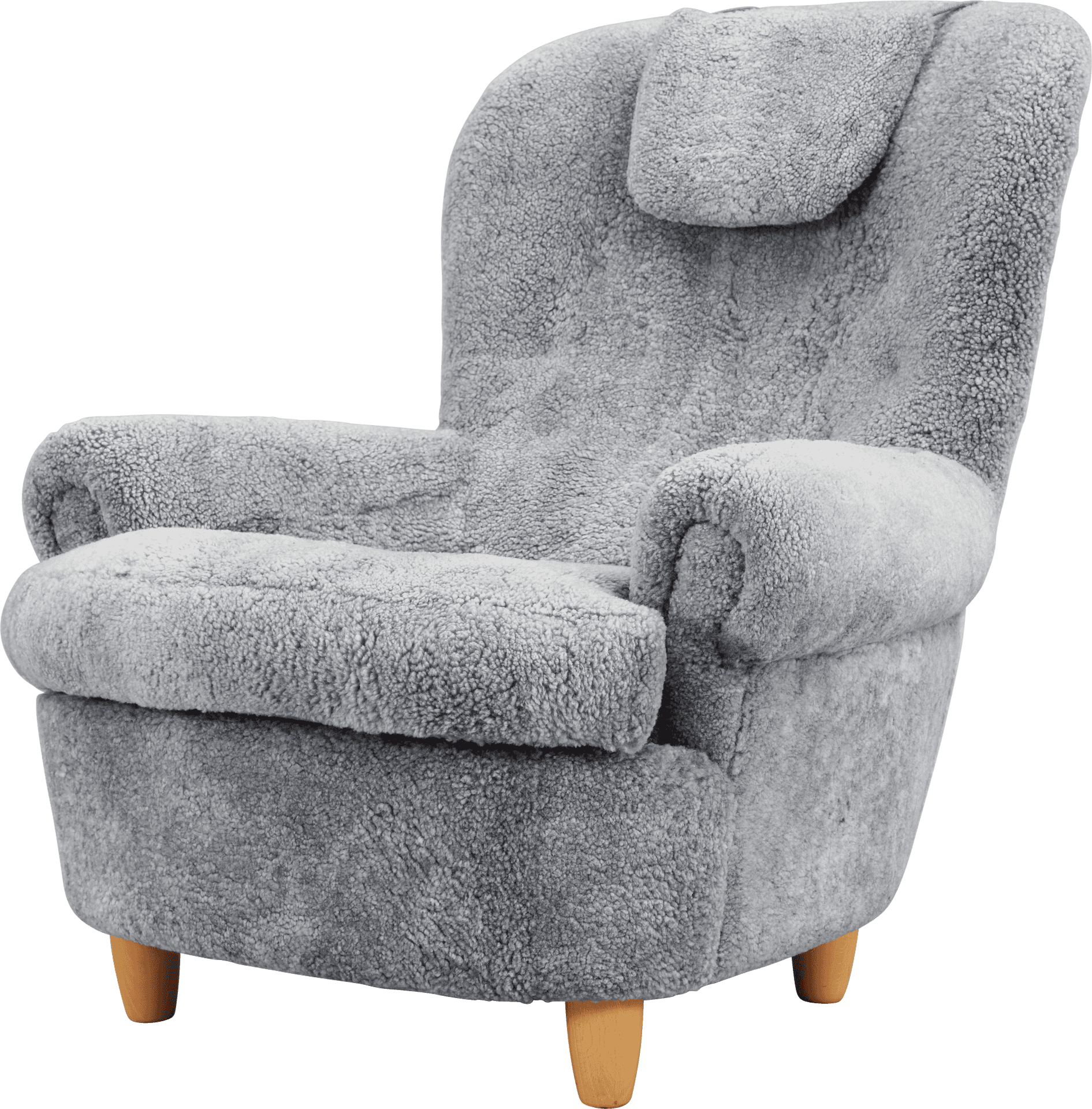 Plush Grey Armchair Isolated.png PNG Image