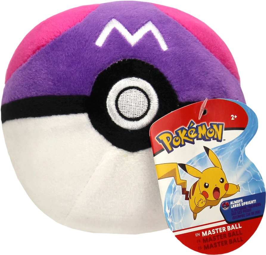 Plush Pokemon Master Ball With Tag PNG Image