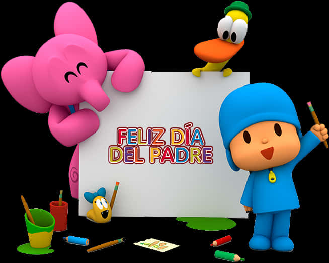 Pocoyo Fathers Day Celebration PNG Image