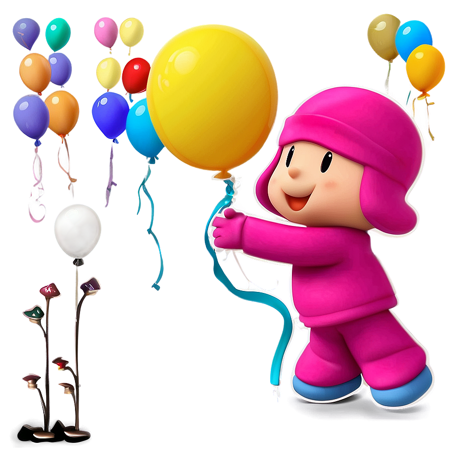 Pocoyo With Balloons Clipart Png Ouu PNG Image