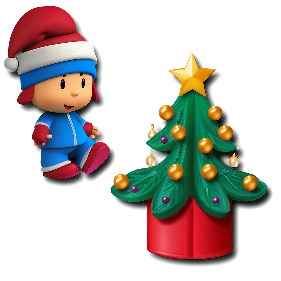 Pocoyo With Christmas Tree Png 50 PNG Image