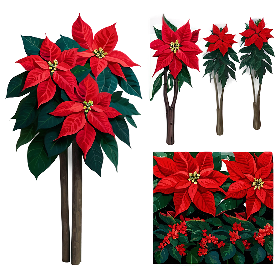 Poinsettia Decor Pieces Png 06122024 PNG Image