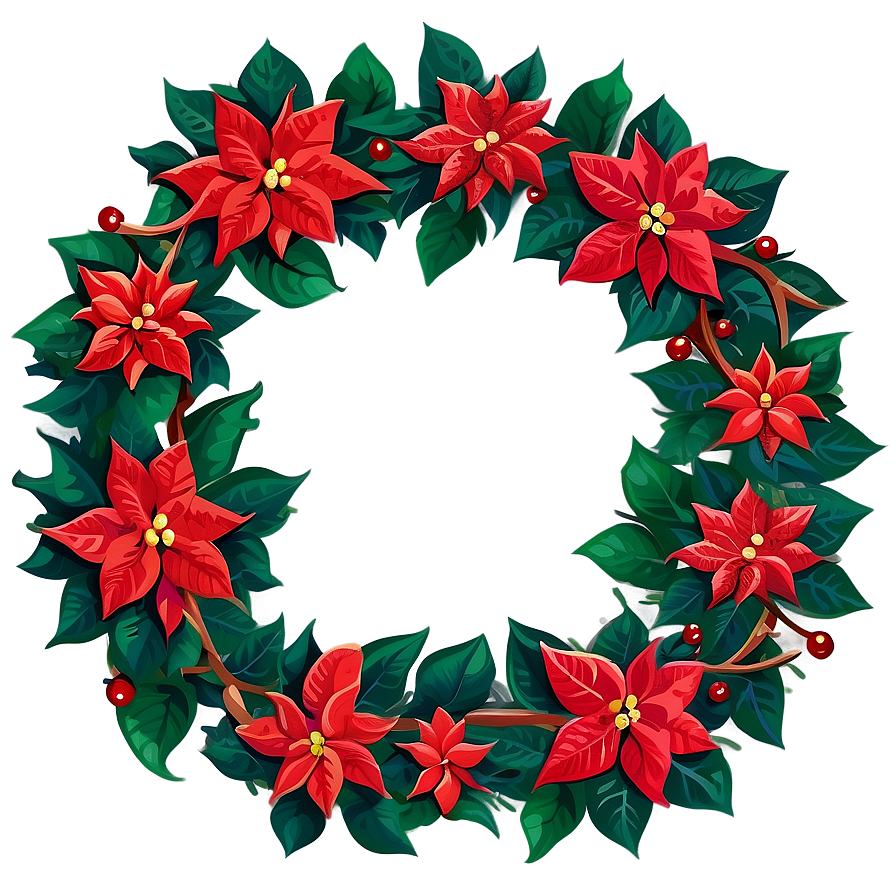 Poinsettia Wreath Png Hve PNG Image