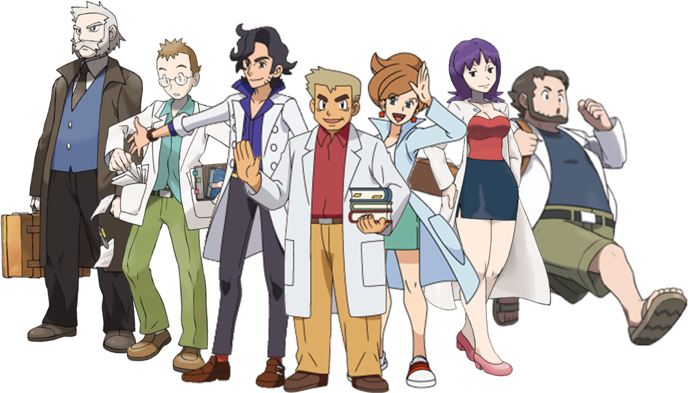 Pokemon Professors Group Illustration PNG Image