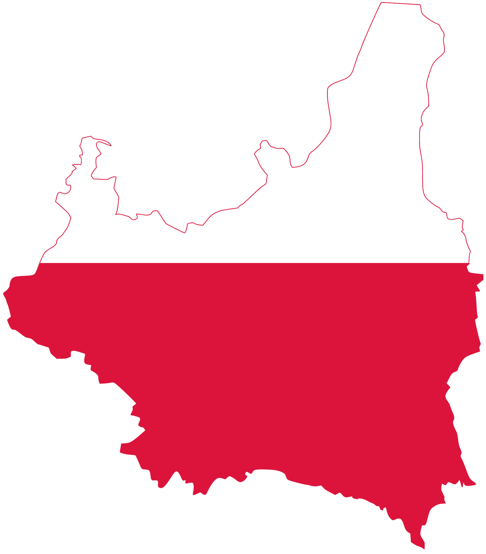 Poland Flag Map Outline PNG Image