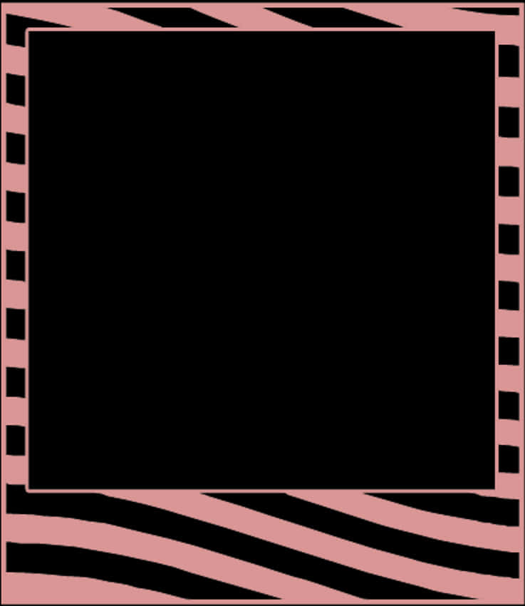 Polaroid Framewith Pink Zebra Stripes PNG Image