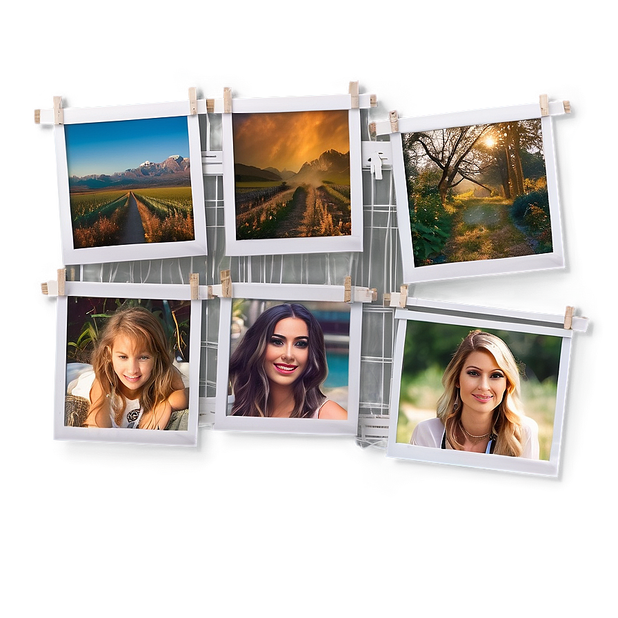 Polaroid Wall Collage Template Png Gvl PNG Image