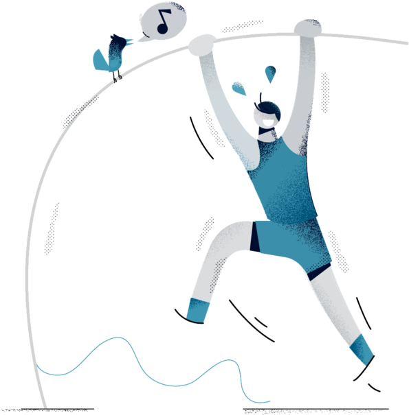 Pole Vaulting Athleteand Bird Illustration PNG Image